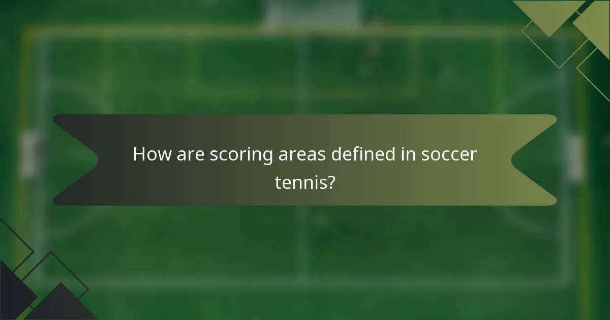 How are scoring areas defined in soccer tennis?
