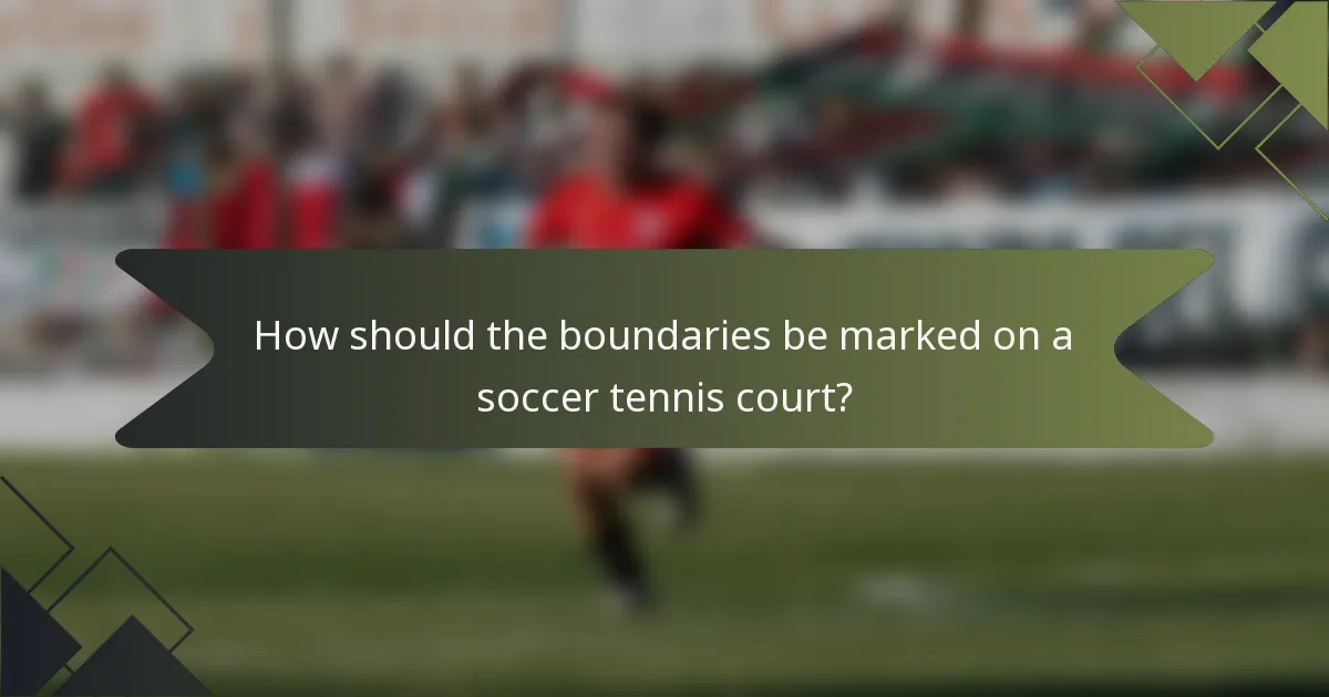 How should the boundaries be marked on a soccer tennis court?